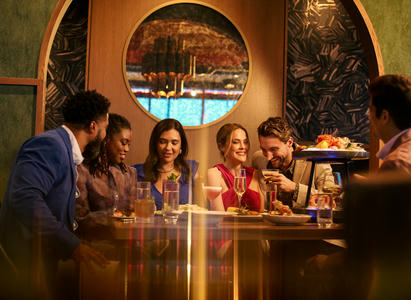 A group of people dining